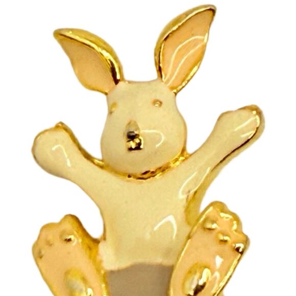 VTG Steinmetz Easter Bunny Egg Brooch Pin 1 5/8" Gold Tone Pastel Enamel Signed - Picture 5 of 10